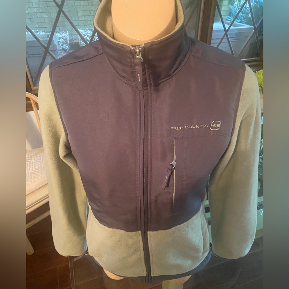 FREE COUNTRY FLEECE JACKET XS AVACADO/GREY